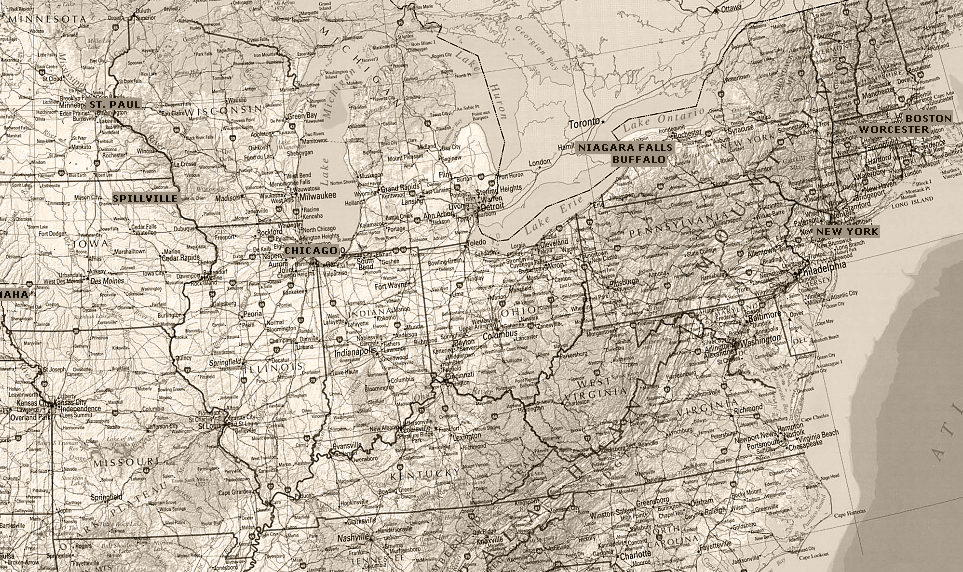 Map of places visited in the USA