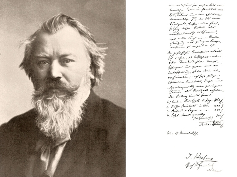 Johannes Brahms / letter confirming Dvorak’s successful grant application