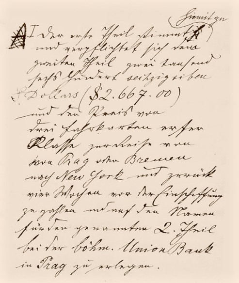 part of a draft contract with the New York Conservatory